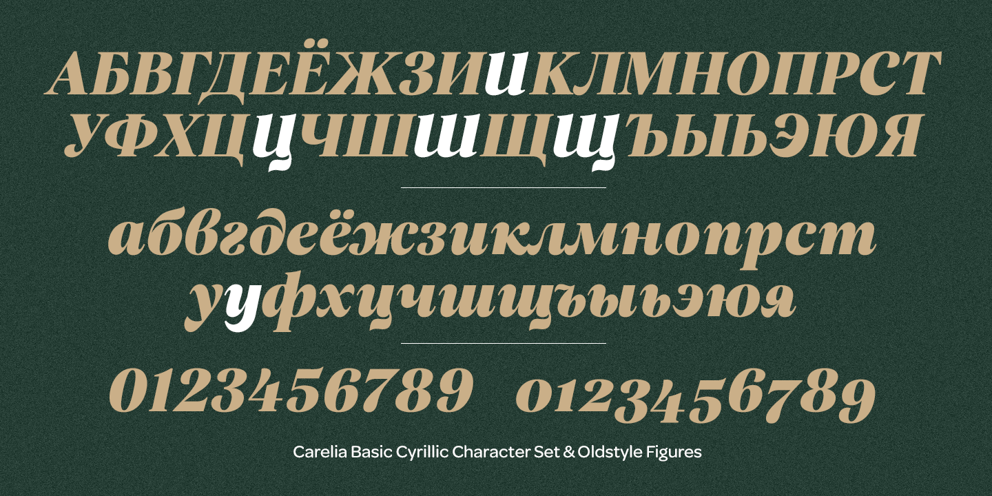 Przykład czcionki Carelia Italic